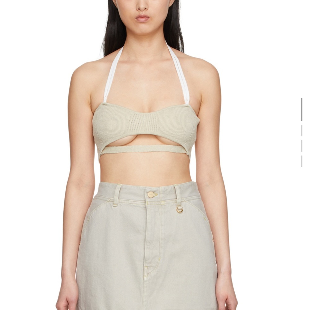 Jacquemus La Robe Tubula cream and white halter top #halterneck